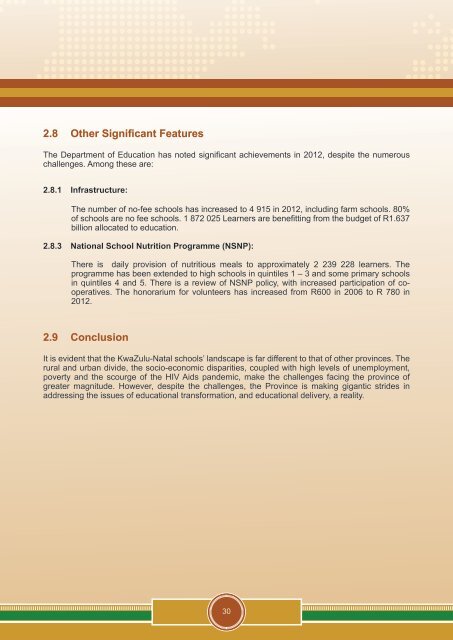 School's Report 2012 National Senior Certificate (NSC) Examination