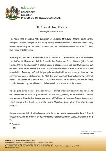 ELITS Conference - KwaZulu-Natal Department of Education