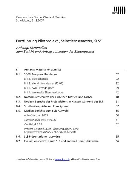 Anhang dazu: Materialien - Kantonsschule ZÃ¼rcher Oberland