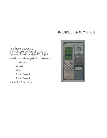 EntelliGuard® TU Trip Unit