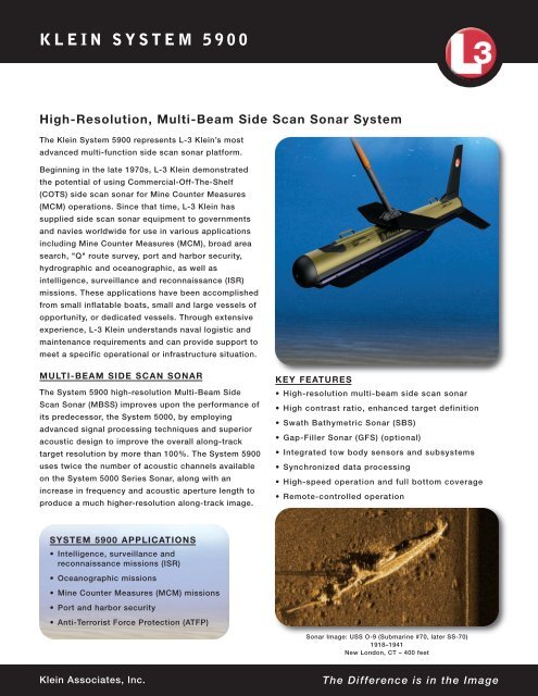 L-3 Klein 5900 Multi-Beam Side Scan Sonar (Click here for PDF)