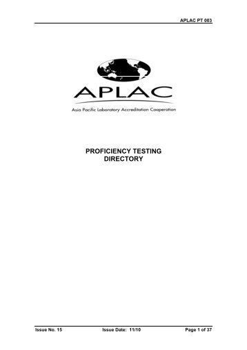 APLAC PT 003 issue 15