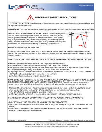 HG2411DP, RE11DP Mounting Instructions - L-com, Inc.