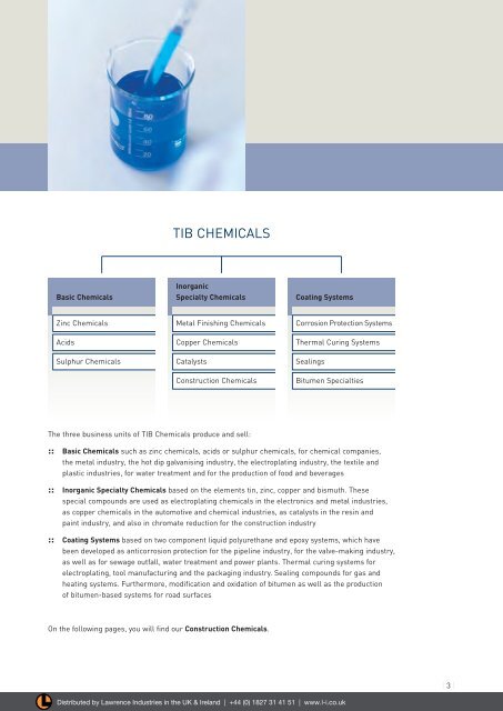 TiB Brochure - Construction Chemicals - Lawrence Industries