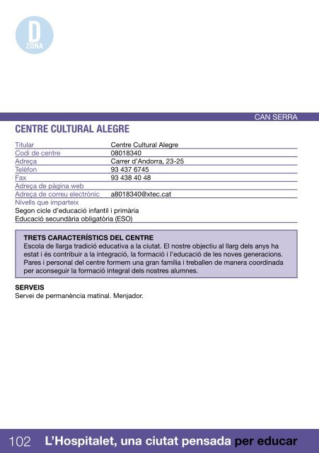 CENTRES EDUCATIUS - Ajuntament de LÂ´Hospitalet