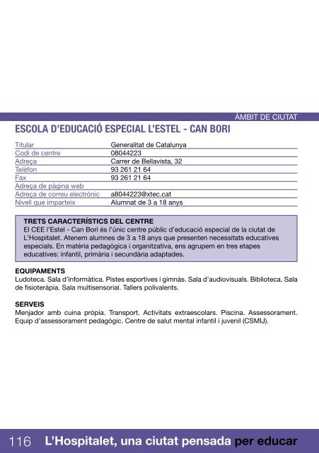 CENTRES EDUCATIUS - Ajuntament de LÂ´Hospitalet