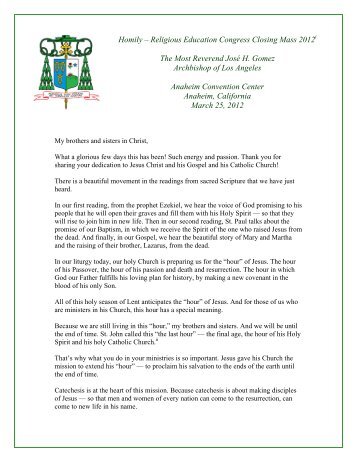 Homily - the Archdiocese of Los Angeles