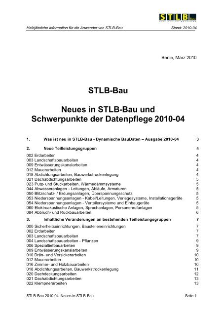 STLB-Bau Was ist neu Update 2010-04 - La Concept