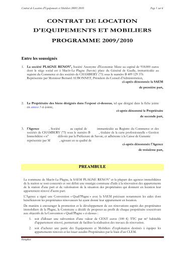 contrat CLEM 2009-2010 - La Plagne