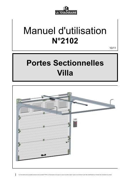 2102 Manuel d'utilisation Portes sectionnelles villa ... - La Toulousaine