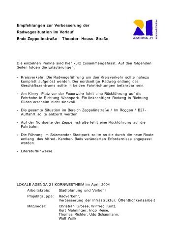 Empfehlungen zur Theodor-Heuss-StraÃe - Lokale Agenda 21 ...