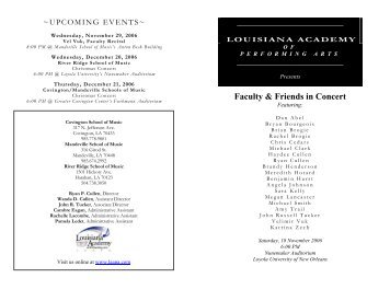 Faculty Recital Nov. 18, 2006 - Louisiana Academy of Performing Arts