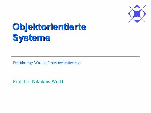 Ãbersicht Objektorientierte System - Lab4Inf