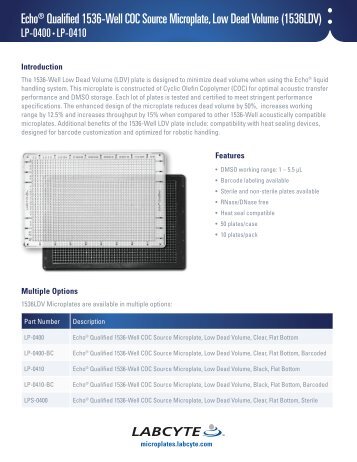 Echo® Qualified 1536-Well COC Source Microplate, Low ... - Labcyte