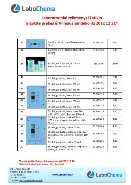 Laboratoriniai reikmenys iÅ¡ stiklo Ä®sigykite prekes iÅ¡ ... - Labochema
