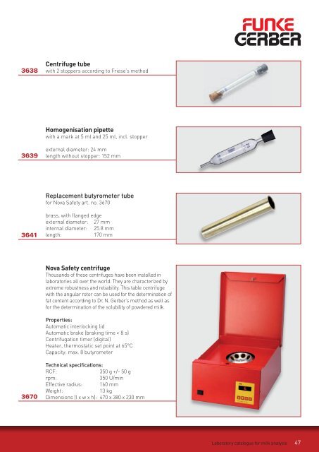 LABORATORY CATALOGUE for milk analysis - Labochema