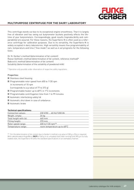 LABORATORY CATALOGUE for milk analysis - Labochema