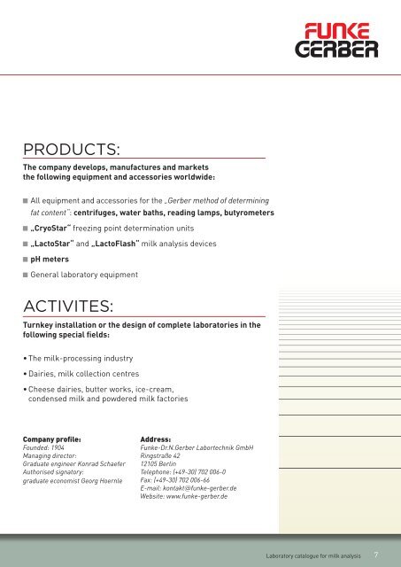 LABORATORY CATALOGUE for milk analysis - Labochema