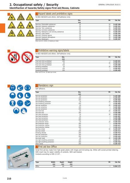 2. Occupational safety / Security Eye protection 170 ... - Labochema