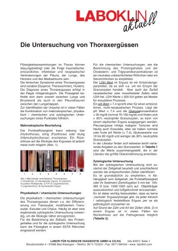 Die Untersuchung von Thoraxergüssen - Laboklin