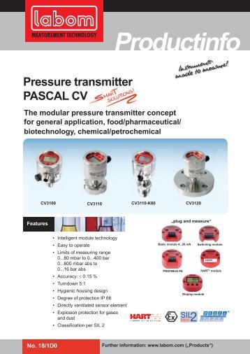 Pressure transmitter PASCAL CV - LABOM