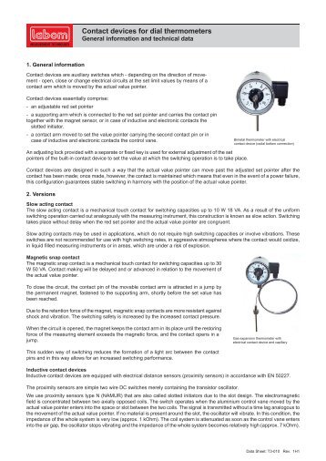 Contact devices for dial thermometers - LABOM