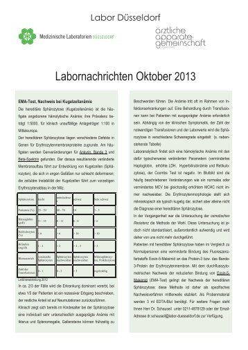 Labor-Newsletter Oktober 2013 - Medizinische Laboratorien ...