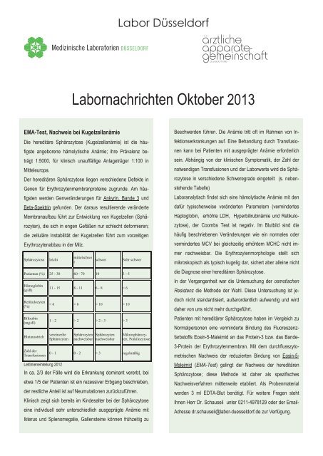 Labor-Newsletter Oktober 2013 - Medizinische Laboratorien ...