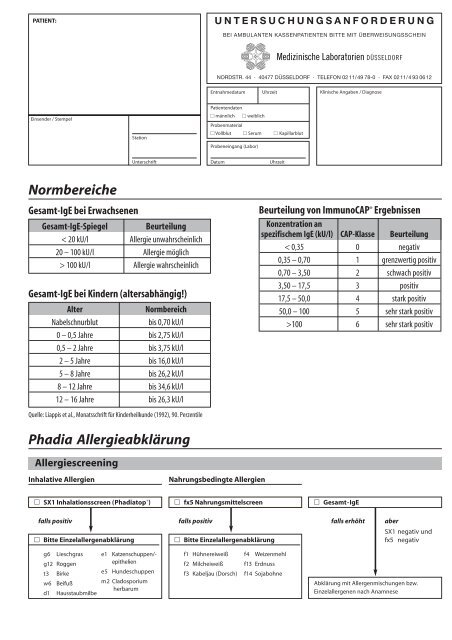 Untersuchungsanforderung AllergieabklÃ¤rung 2007/10