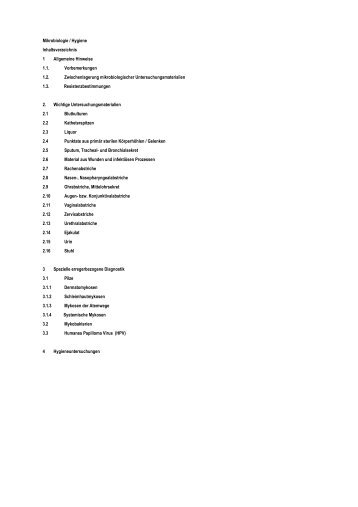 Mikrobiologie / Hygiene Inhaltsverzeichnis 1 ... - Labor Leipzig