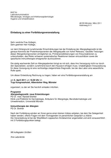 Einladung zu einer Fortbildungsveranstaltung - im Medizinischen ...