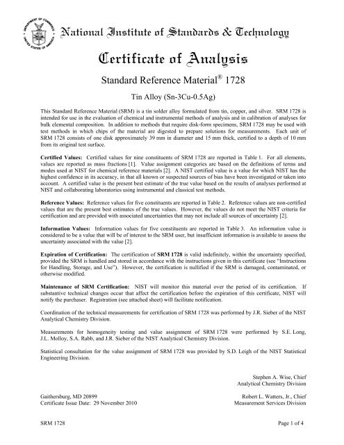 Certificate of Analysis - Andreescu Labor & Soft