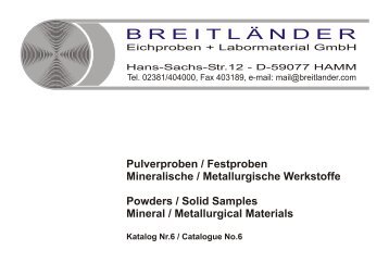 Pulverproben / Festproben Mineralische / Metallurgische Werkstoffe ...
