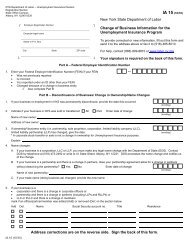 Change of Business Information for the Unemployment Insurance