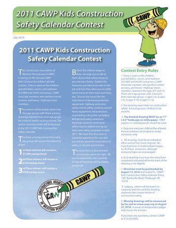 2011 CAWP Kids Construction Safety Calendar Contest