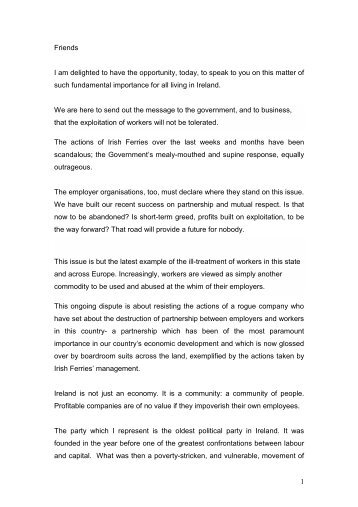 1 Friends I am delighted to have the opportunity ... - The Labour Party