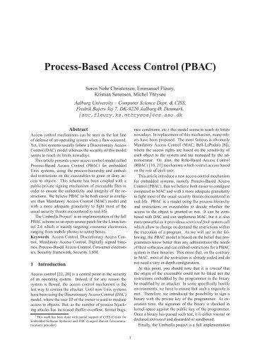 Process-Based Access Control (PBAC) - LaBRI