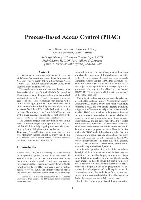 Process-Based Access Control (PBAC) - LaBRI