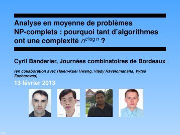 Analyse en moyenne de problÃ¨mes NP-complets : pourquoi ... - LaBRI