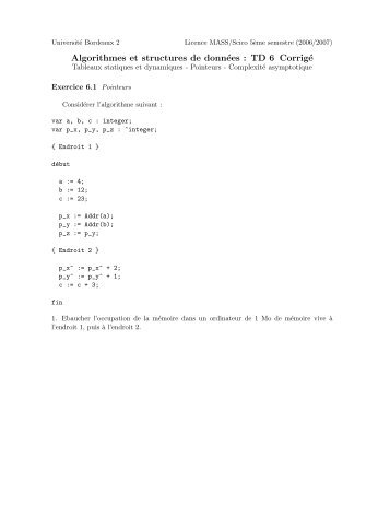 Algorithmes et structures de donnÃ©es : TD 6 CorrigÃ© - LaBRI