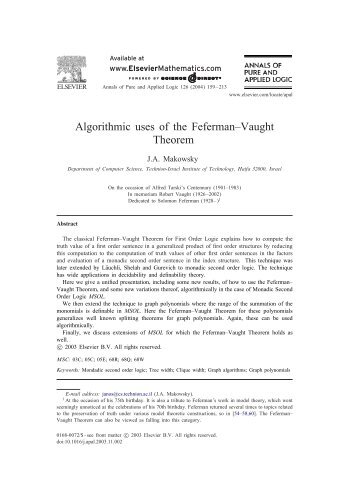 Algorithmic uses of the FefermanâVaught Theorem - LaBRI