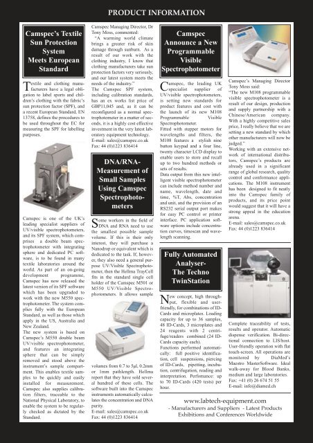 Read Editorial online - pdf file - Laboratory equipment manufacturers