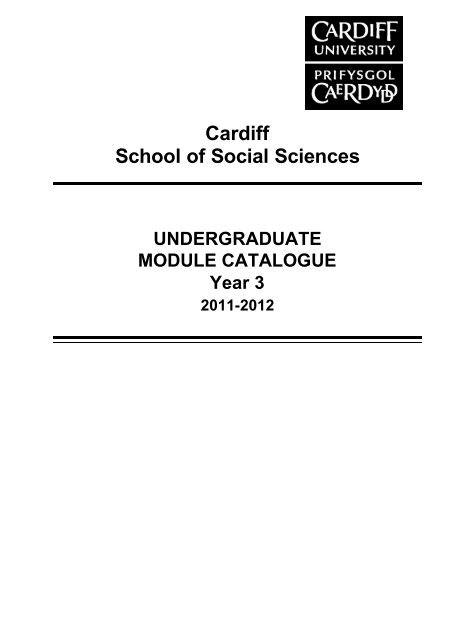 Year 3 Catalogue 2011-2012 - Cardiff University