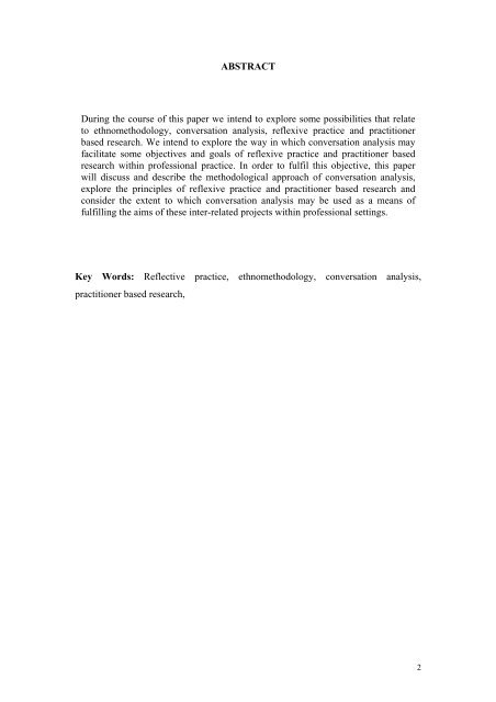 Paper 89: Conversation Analysis, Practitioner Based Research ...