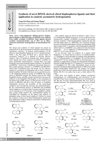 Synthesis of novel BINOL-derived chiral bisphosphorus ligands