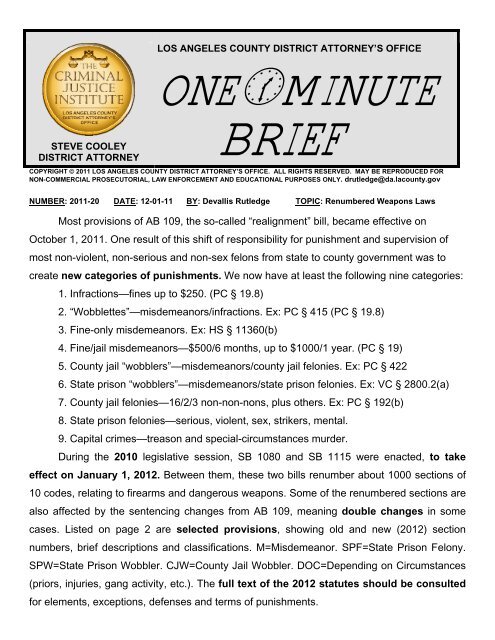 One minute brief - Los Angeles County Bar Association