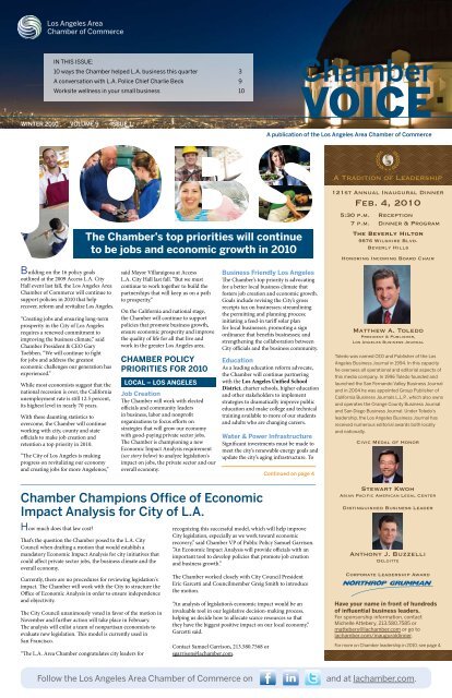 The Chamber's top priorities will continue to be jobs and economic ...