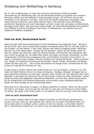 Einladung zum Weltlachtag in Hamburg - Lachclub.info