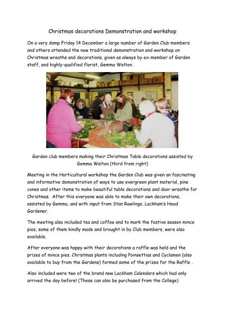 Christmas decorations Demonstration and workshop - Lackham ...