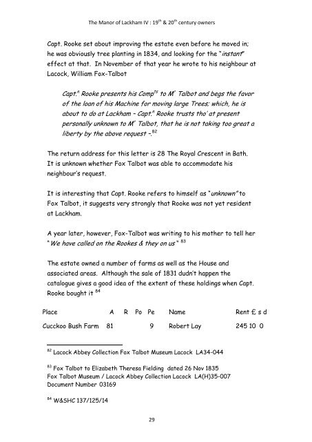 The owners of Lackham in the Nineteenth and Twentieth centuries ...